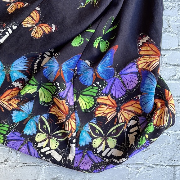 ASOS | Long sleeve navy butterfly print midi dress - Picture 3 of 11